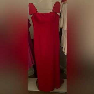 Elegant Red Gown with Bow Straps